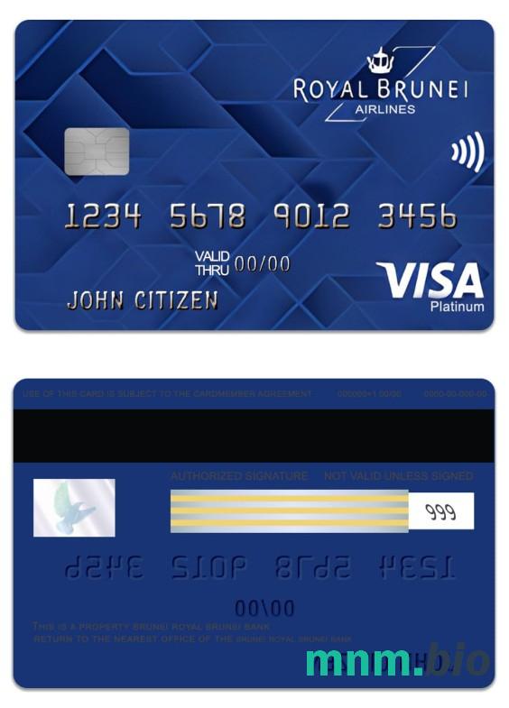 Brunei Baiduri Bank Royal Brunei Visa Platinum Credit karta w pełni edytowalne PSD